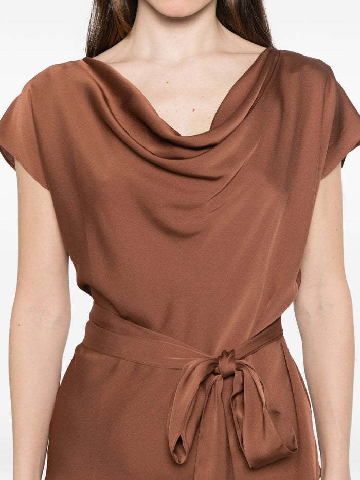 SILK95FIVE Top Marrone Chiaro Silk