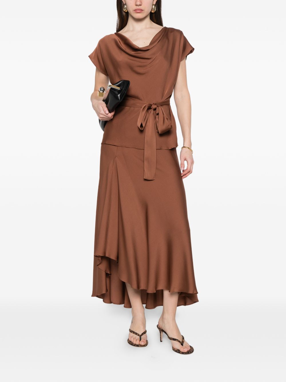 SILK95FIVE Top Marrone Chiaro Silk