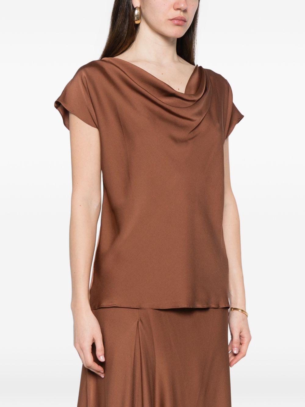 SILK95FIVE Top Marrone Chiaro Silk