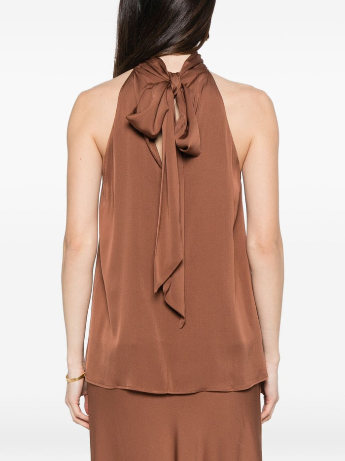 SILK95FIVE Top Marrone Chiaro Silk