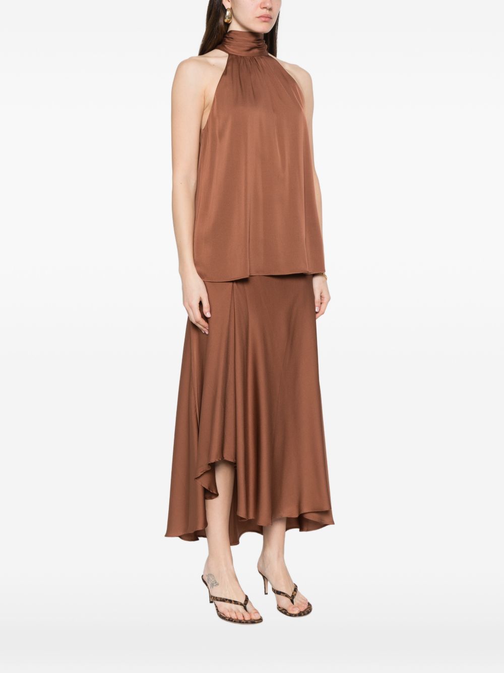SILK95FIVE Top Marrone Chiaro Silk