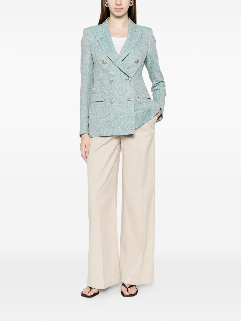Via Masini 80 Trousers Beige Cotton
