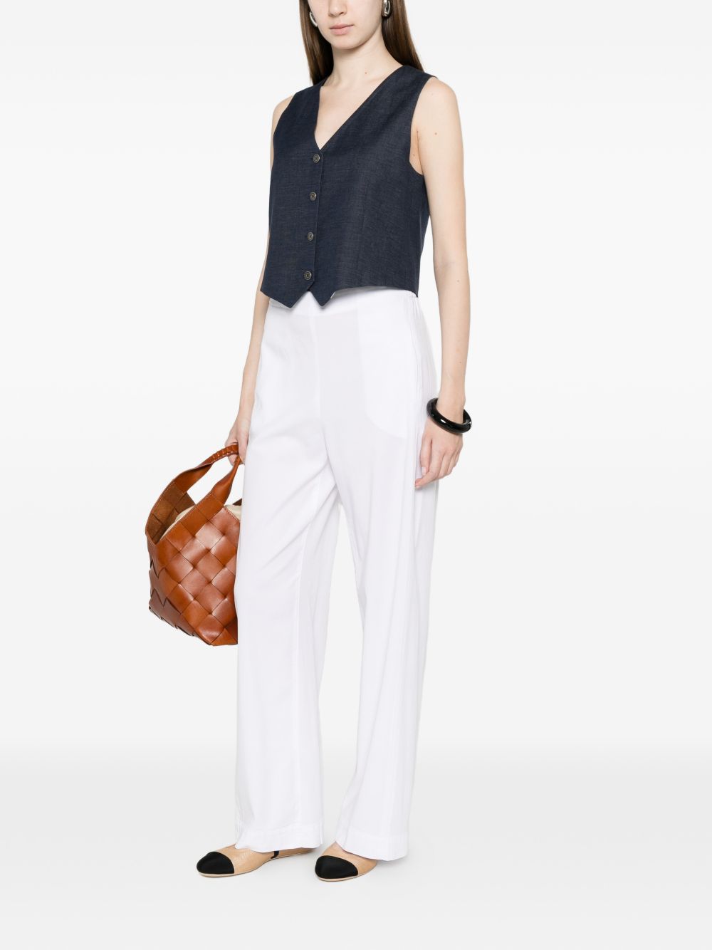 Via Masini 80 Trousers White Lyocell