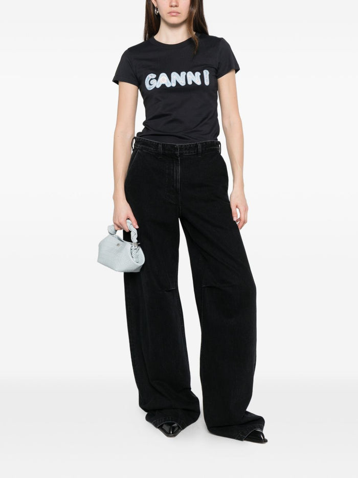 GANNI T-shirts and Polos Black Organic Cotton
