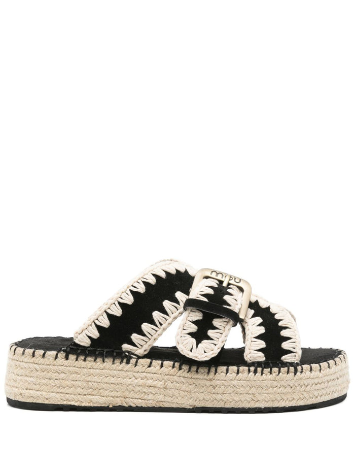 Mou Sandals Black Calf Suede