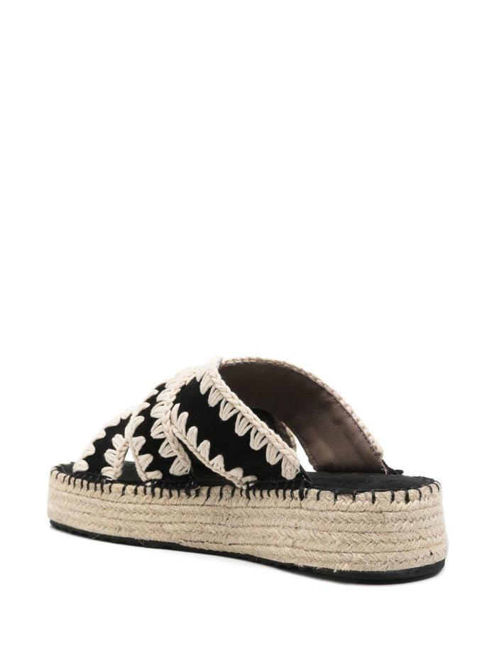 Mou Sandals Black Calf Suede