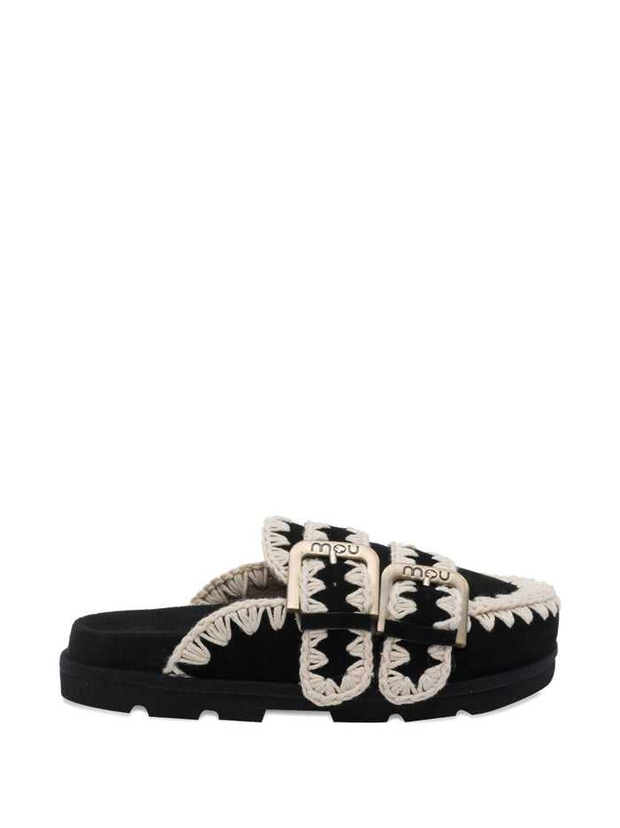 Mou Sandals Black Calf Suede