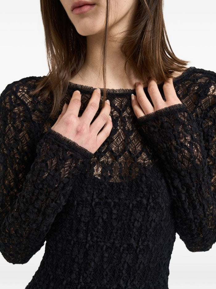 Forte Dresses Black Cotton Polyamide Elastane