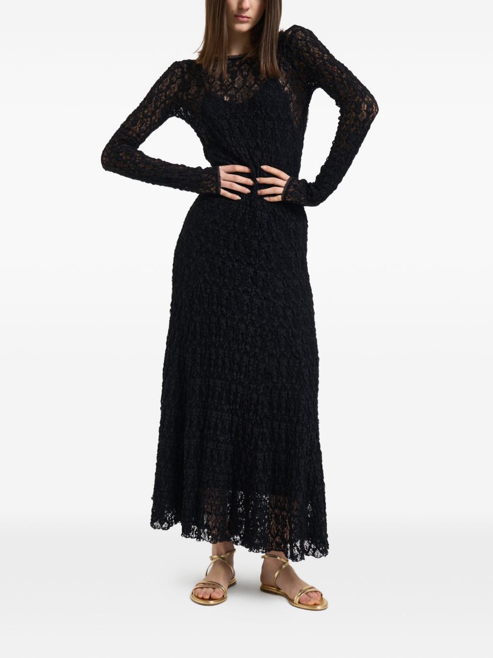 Forte Dresses Black Cotton Polyamide Elastane