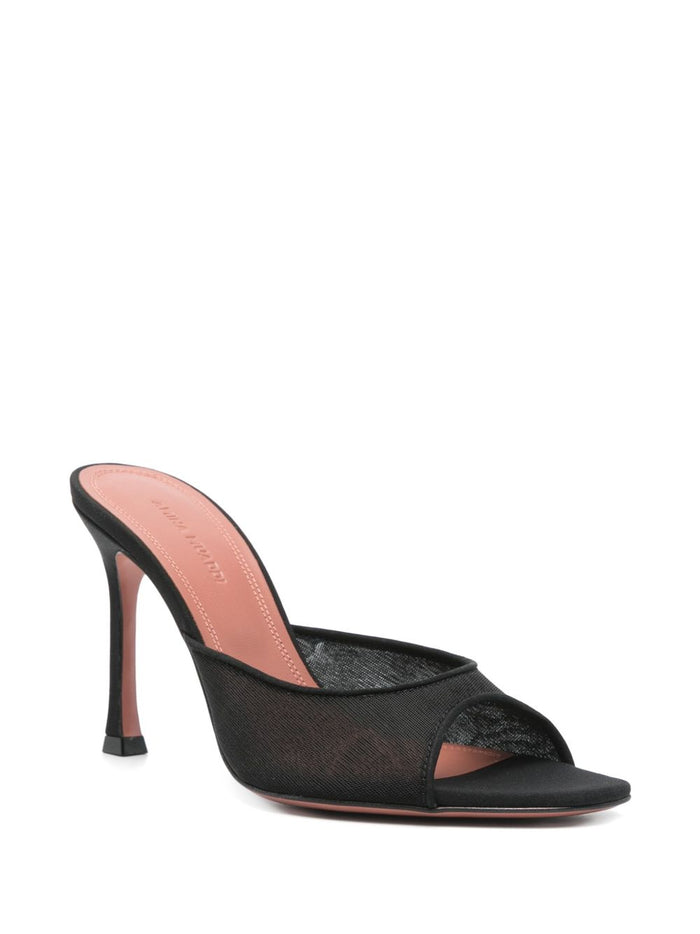 Amina Muaddi Sandals Black Mesh Satin