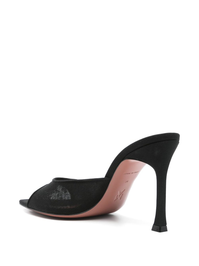 Amina Muaddi Sandals Black Mesh Satin