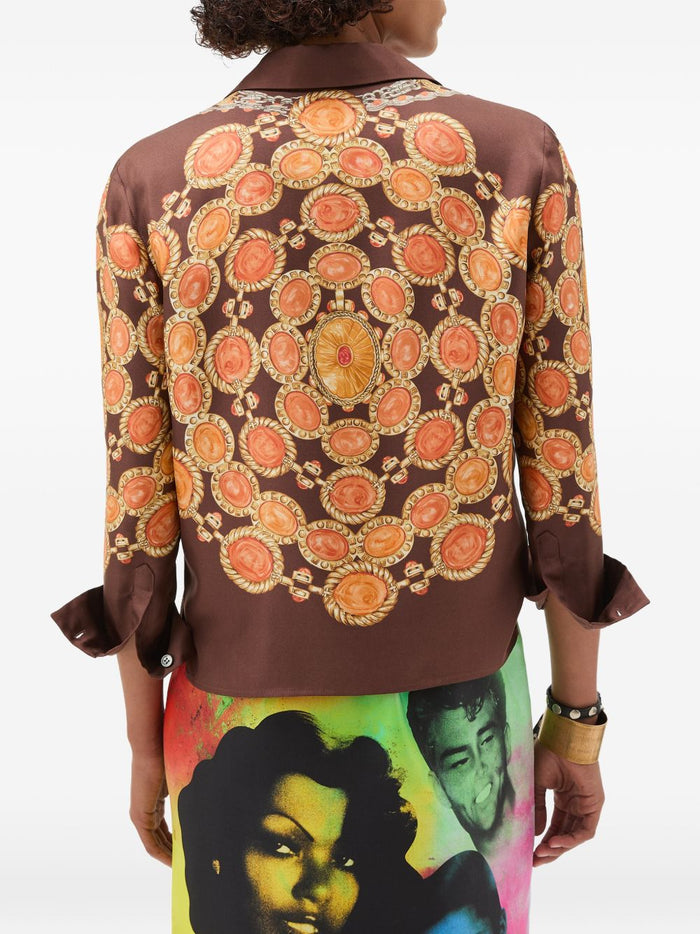 Versace Shirts Brown Fabric