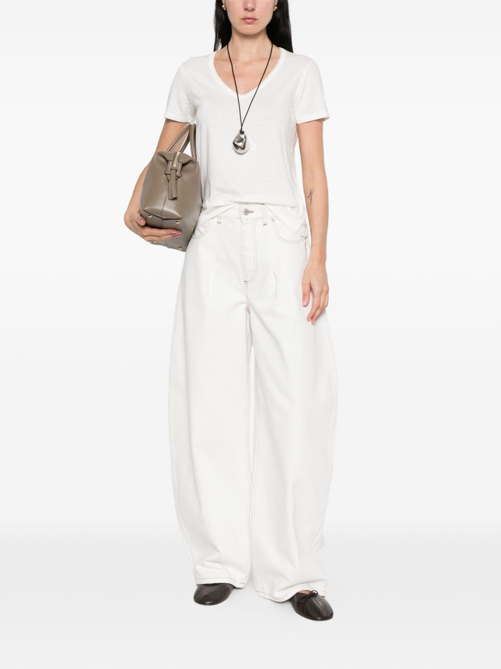 Base T-shirts and Polos White Linen/flax