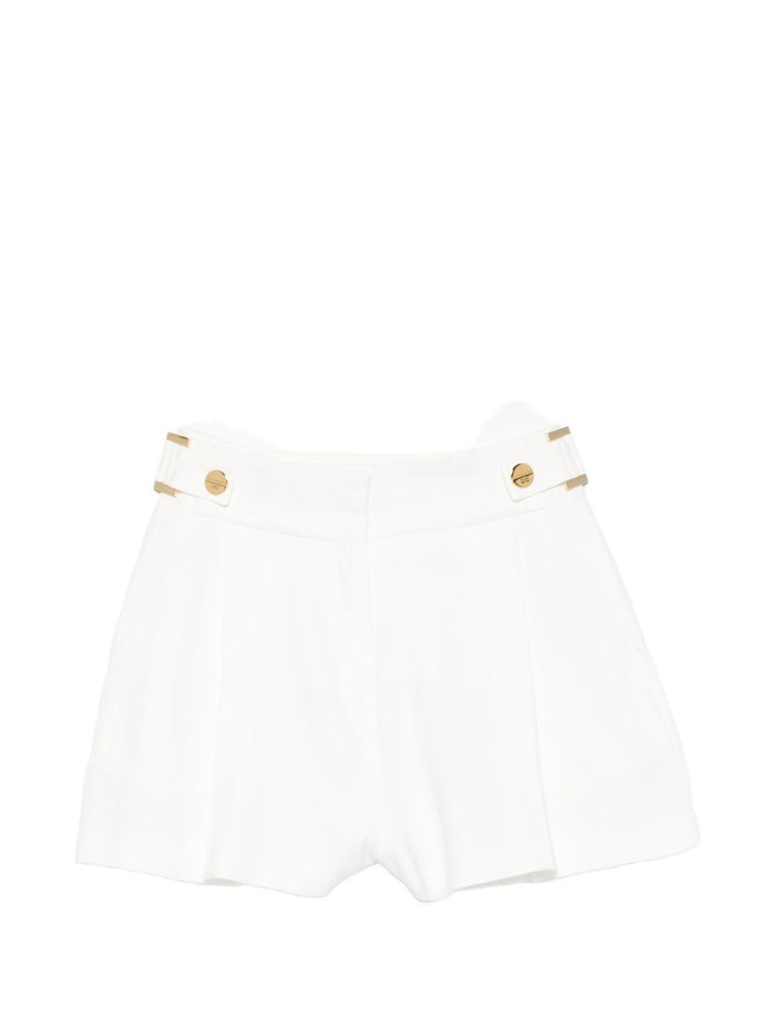 Elisabetta Franchi Shorts Ivory Linen 42 Viscose Elastane
