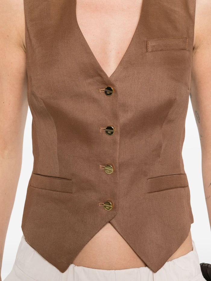 Elisabetta Franchi Sweaters Leather Brown Linen 42 Viscose Elastane