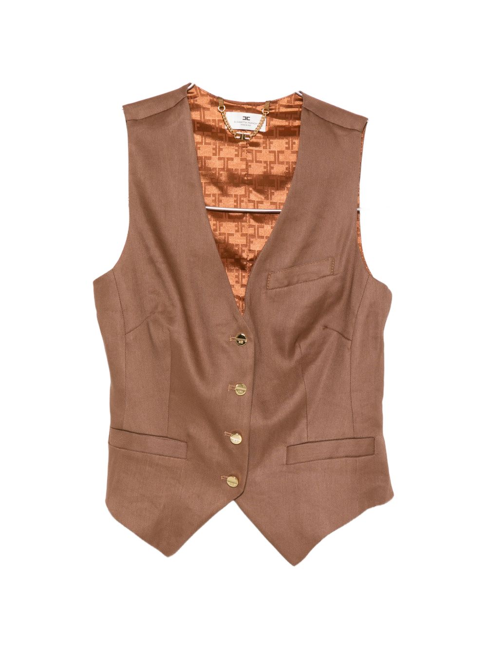 Elisabetta Franchi Sweaters Leather Brown Linen 42 Viscose Elastane