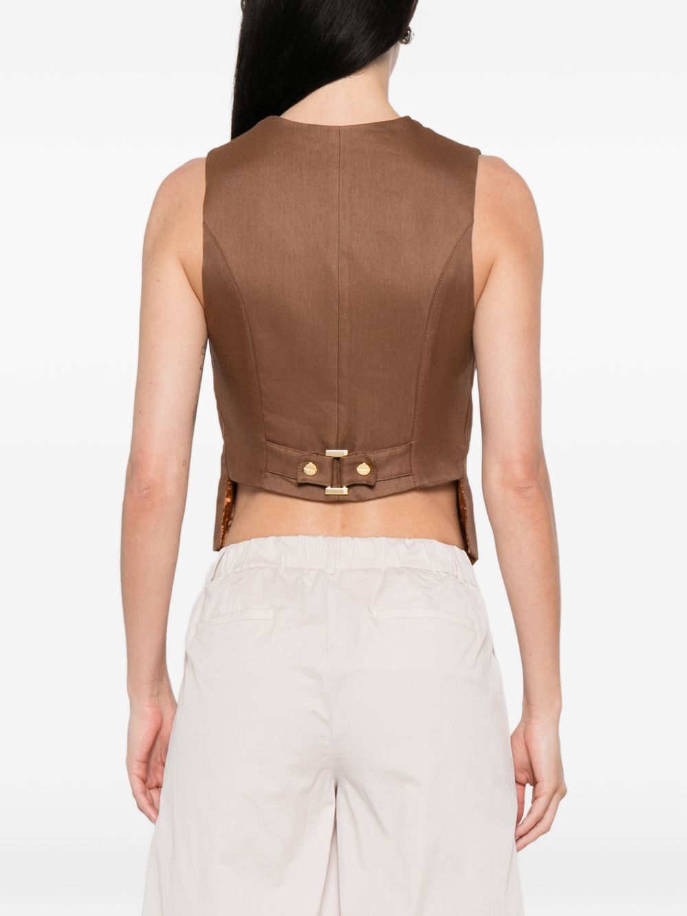 Elisabetta Franchi Sweaters Leather Brown Linen 42 Viscose Elastane