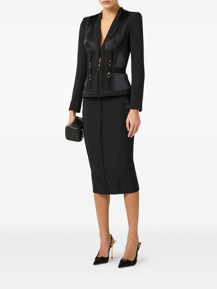 Elisabetta Franchi Jackets Black Polyester Elastane