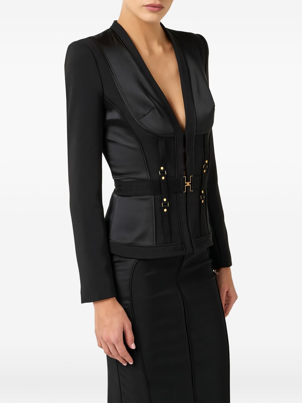 Elisabetta Franchi Jackets Black Polyester Elastane