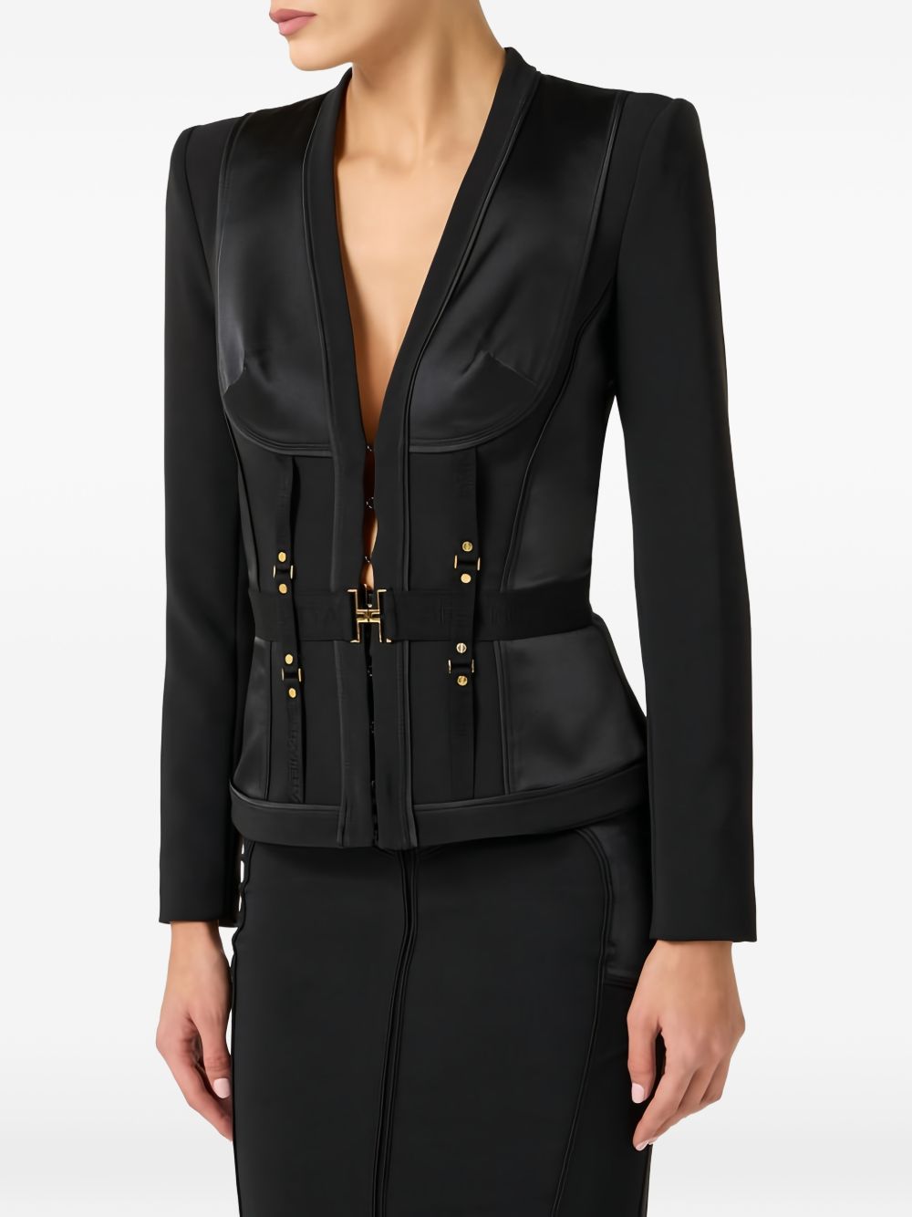 Elisabetta Franchi Jackets Black Polyester Elastane