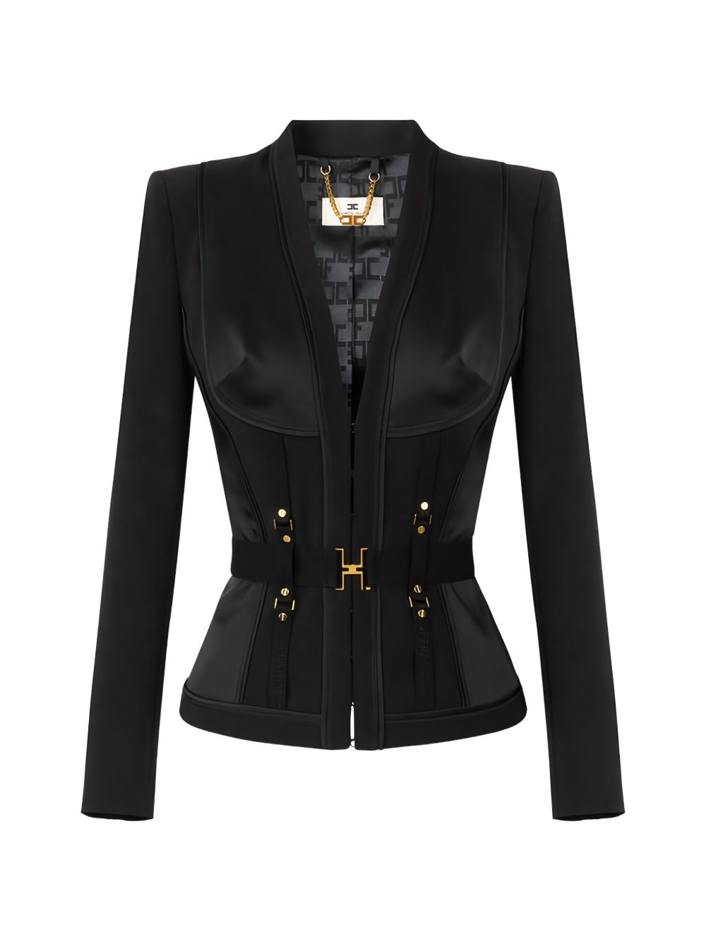 Elisabetta Franchi Jackets Black Polyester Elastane