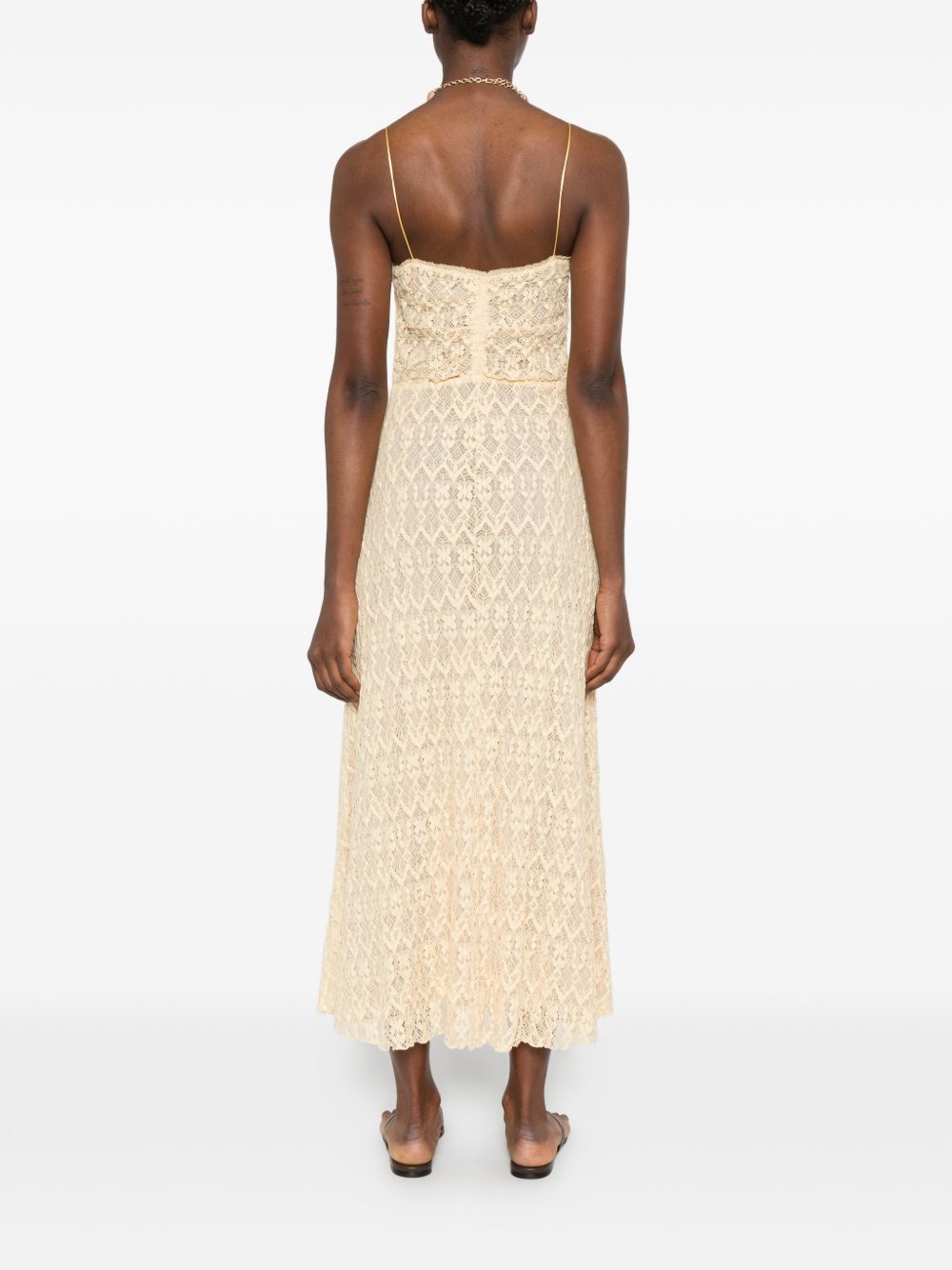 Forte Dresses Beige Cotton Polyamide Elastane
