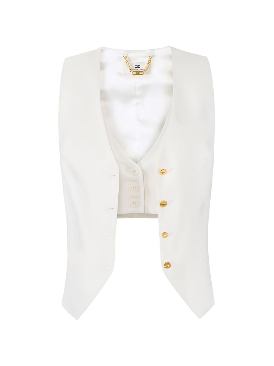 Elisabetta Franchi Linen Blend Vest — White
