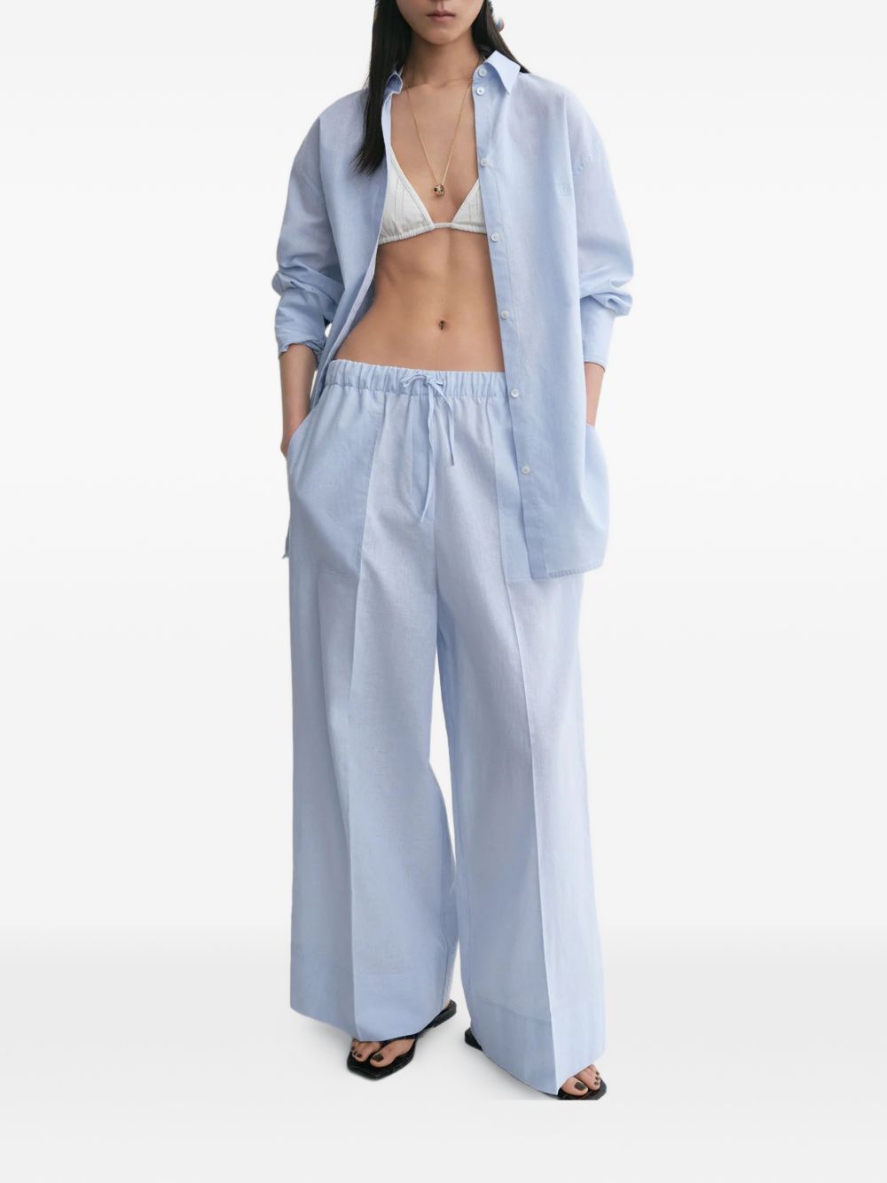 Toteme Main Trousers Clear Blue Cotton