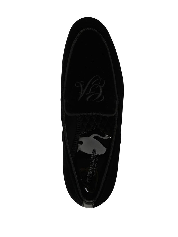 Giorgio Armani Flat Shoes Black Leather