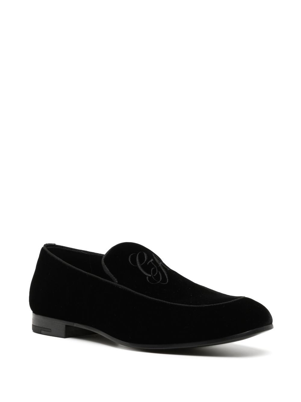 Giorgio Armani Flat Shoes Black Leather