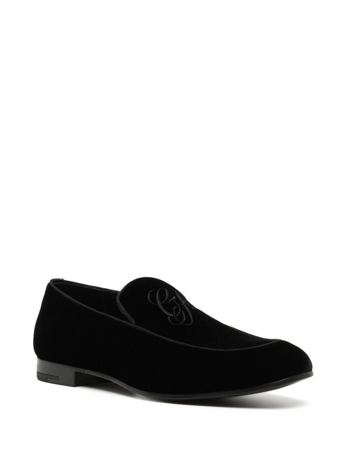 Giorgio Armani Flat Shoes Black Leather