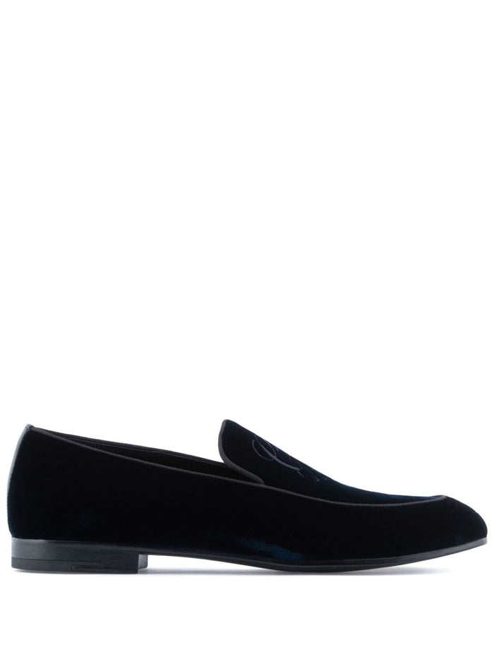 Giorgio Armani Flat Shoes Blue Leather
