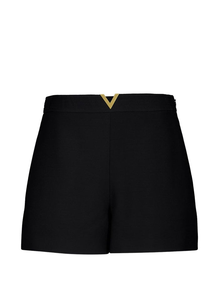 Valentino Shorts Black Silk Virgin Wool