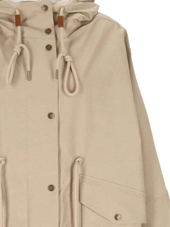 Moncler Coats Beige Cotton Polyamide