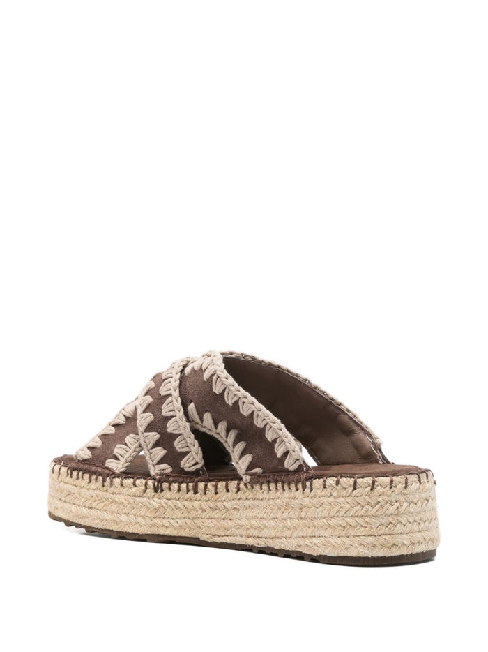 Mou Sandals Brown Calf Suede 100 %