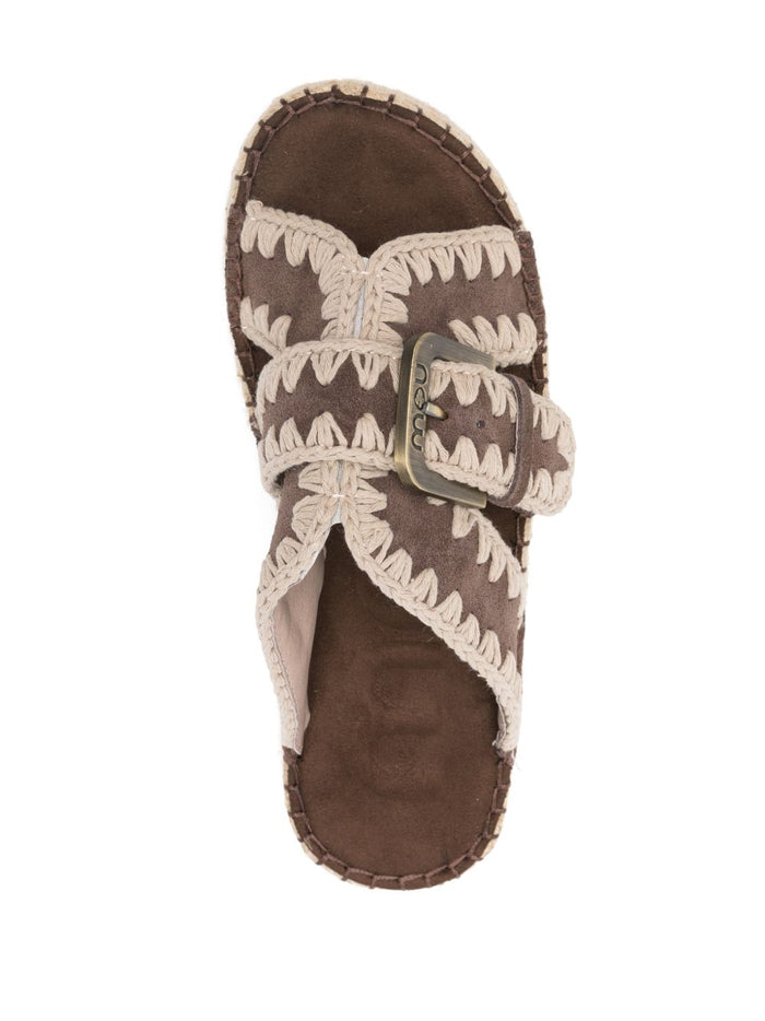 Mou Sandals Brown Calf Suede 100 %