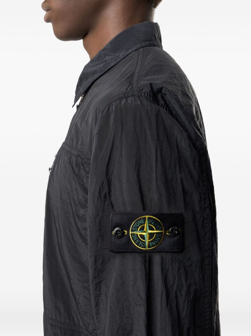 Stone Island Shirts Black Resina Poliuretanica