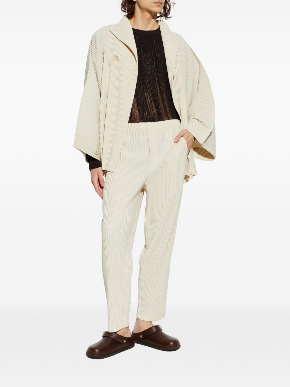 Homme Plisse Issey Miyake Trousers Beige Poyester