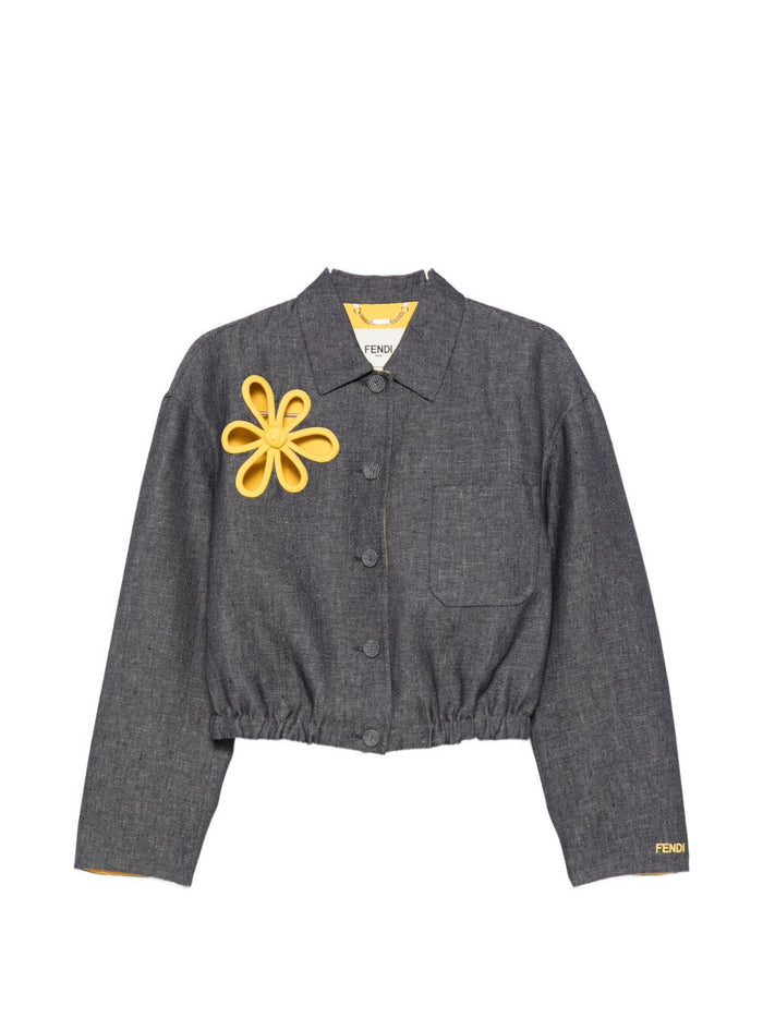 Fendi Coats Blu Linen/flax