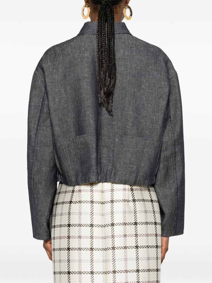 Fendi Coats Blu Linen/flax
