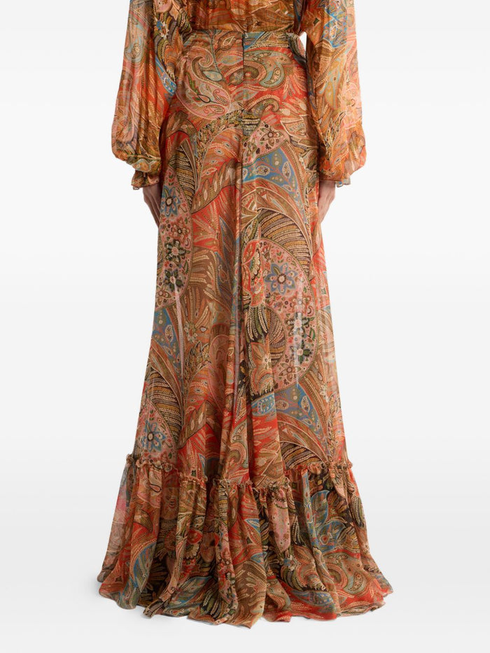Etro Skirts Arancio Silk