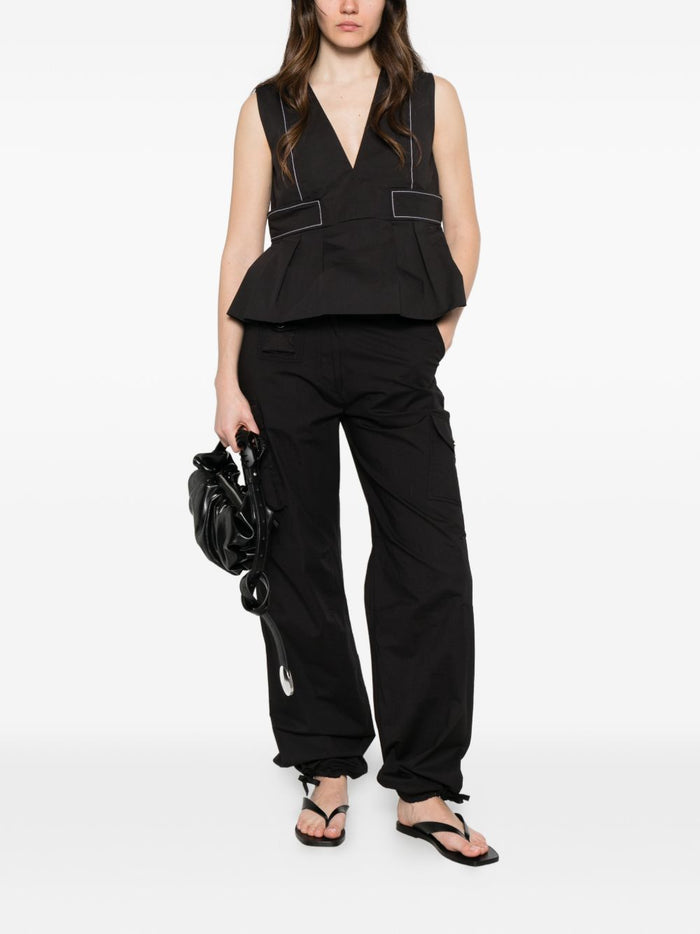 Ganni Trousers Nero Elastane