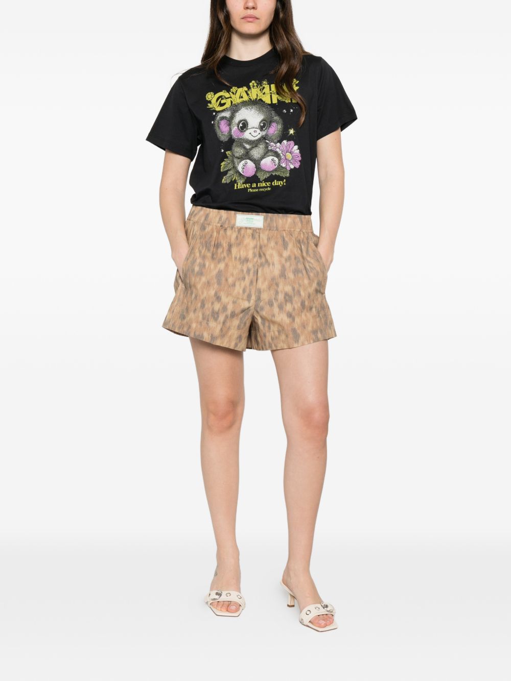 Ganni Shorts Beige Elastane
