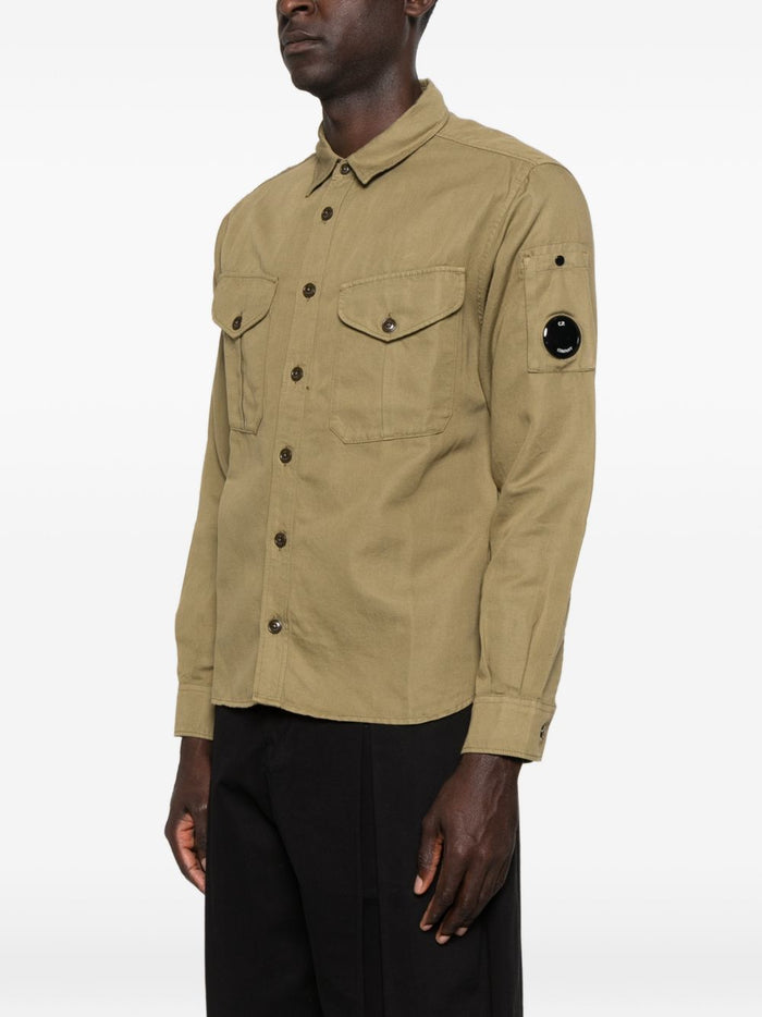 C.p. Company Shirts Verde Cotton Linen