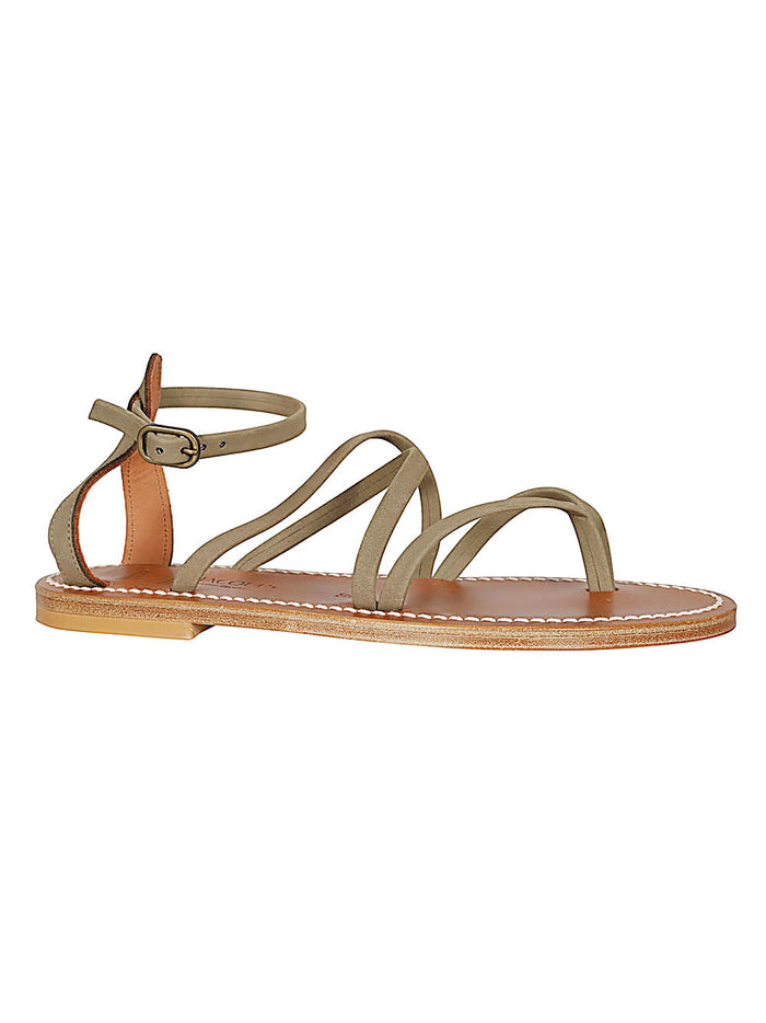K Jacques St Tropez Sandals Kaki Leather