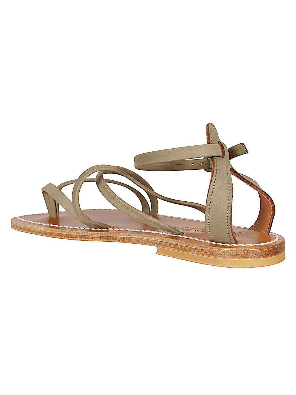 K Jacques St Tropez Sandals Kaki Leather