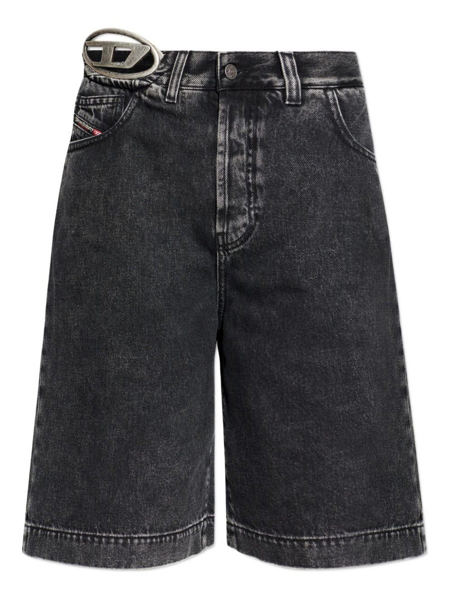 Diesel Faded Denim Shorts — Black