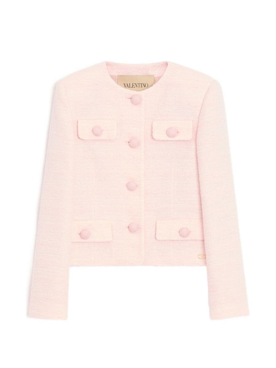 Valentino Crinkle Tweed Jacket — pink