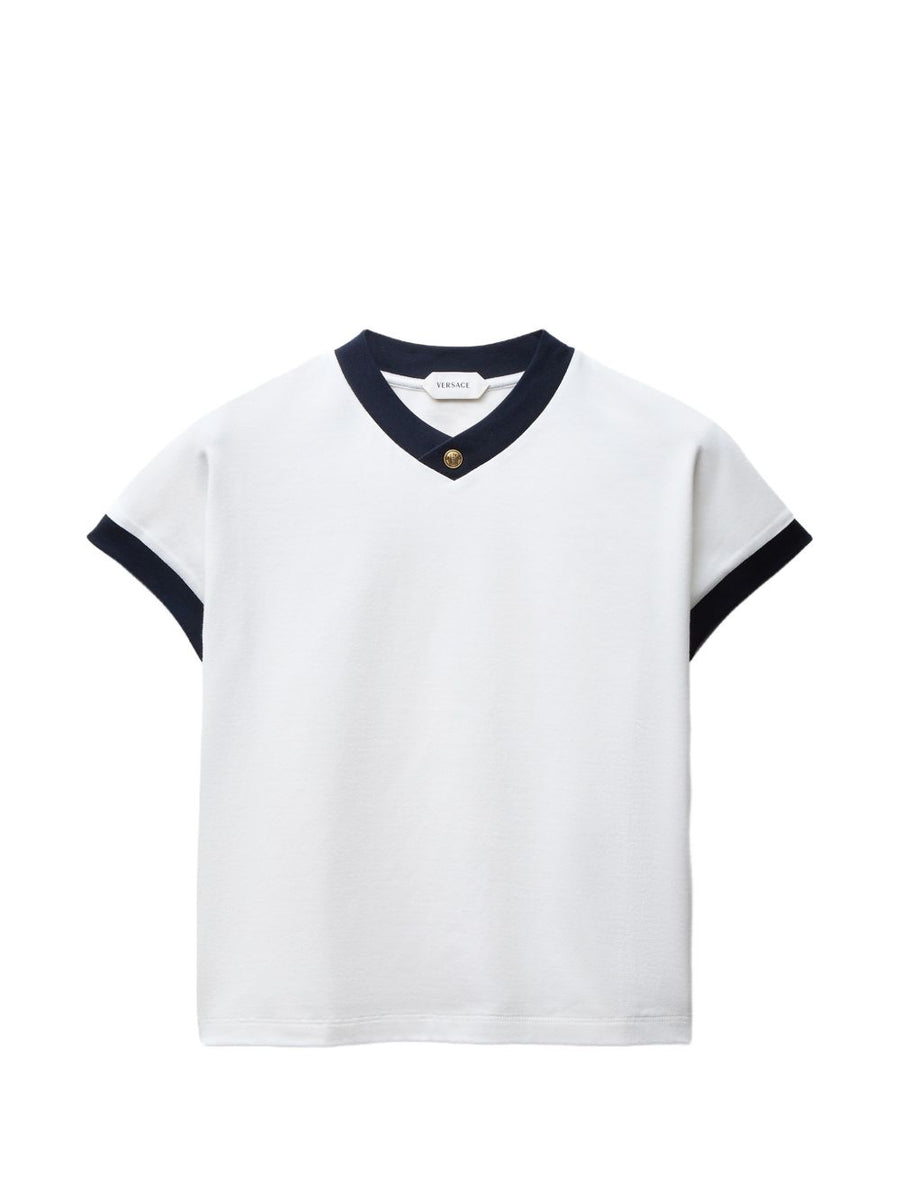Versace Medusa Hardware V-Neck T-Shirt — White