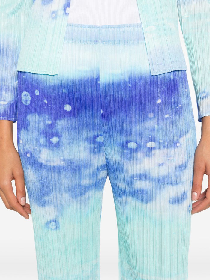 Pleats Please Trousers Light Blue Polyester